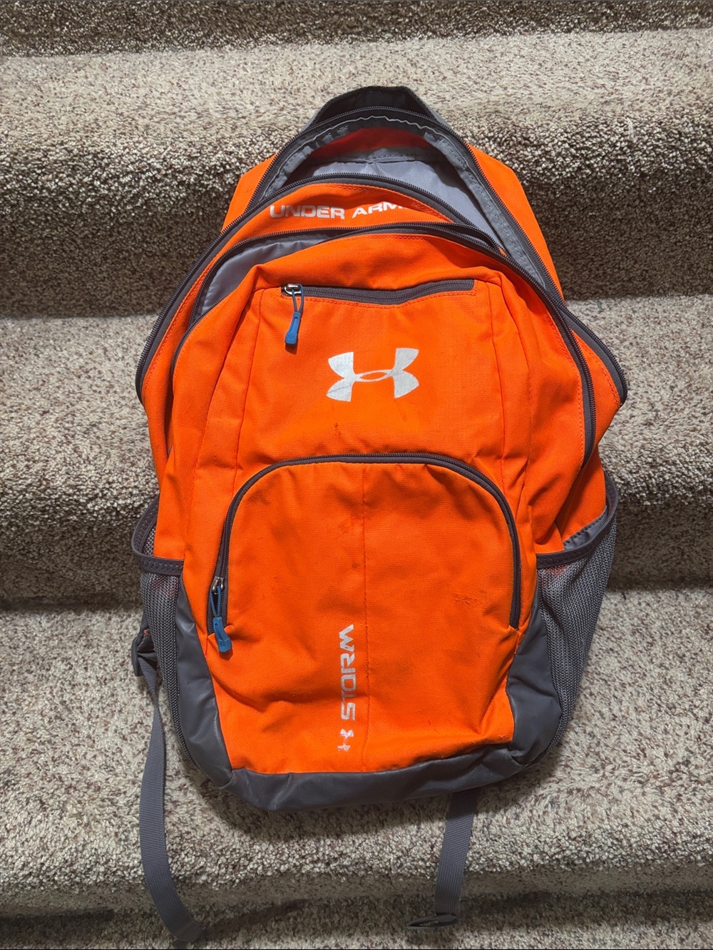 Under Armour Orange and Gray Sport Backpack with White Logo